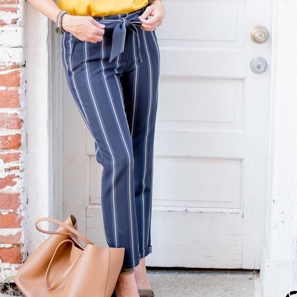 LOFT Pants - 💗HP💗 Black, Blue and Yellow Striped LOFT Pants